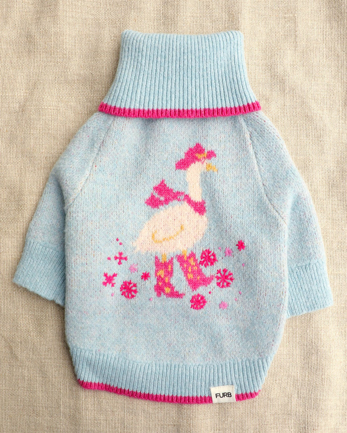 Sugarplum Saloon Blue Dog Sweater dog sweater with blue heart print
