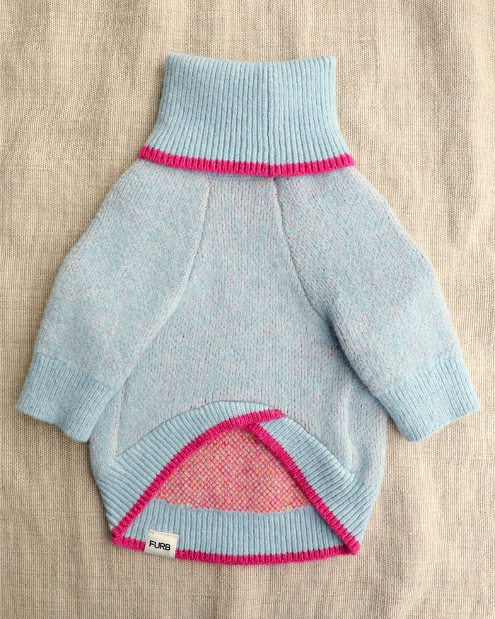 Sugarplum Saloon Blue Dog Sweater – stylish dog sweater in blue