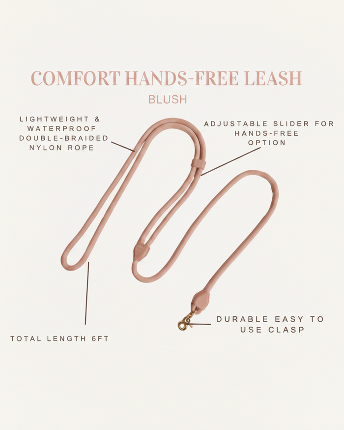 Sunday Stroll Hands-Free Blush Dog Leash – stylish dog leash in blush