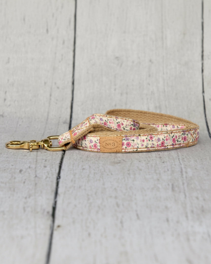 lilac floral dog leash ditsy floral print cotton dog leash lightweight stylish pet leash