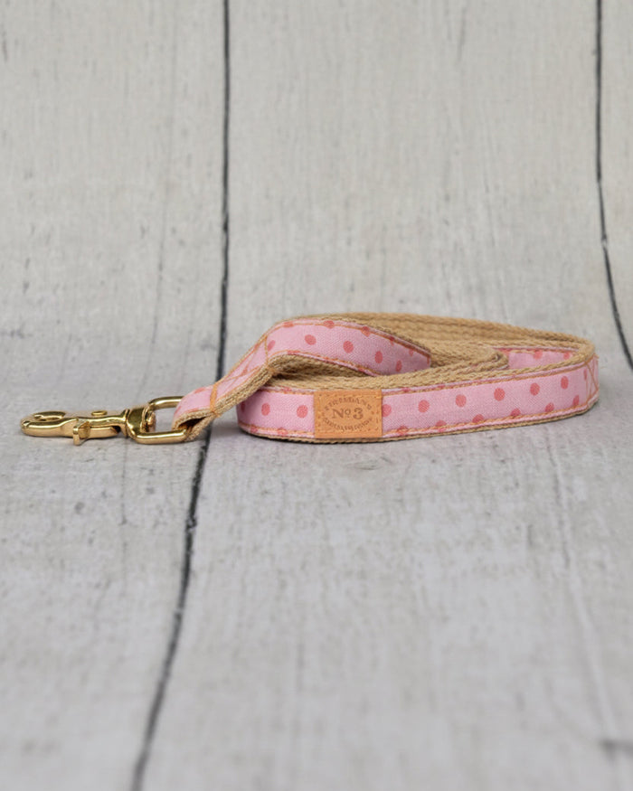 raspberry dot dog leash pink polka dot cotton dog leash playful patterned pet leash