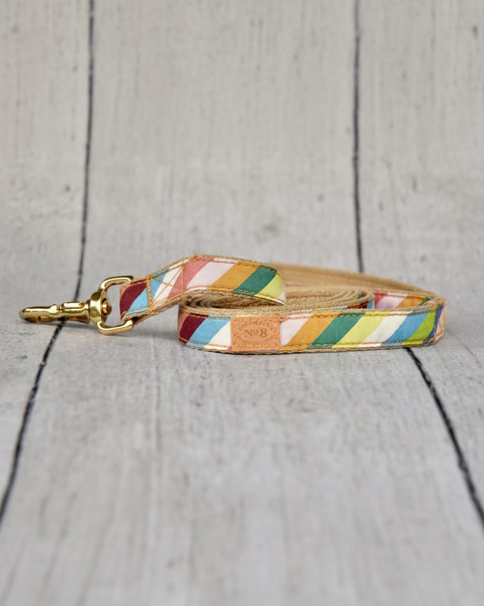 retro stripe dog leash multicolor striped cotton dog leash vintage inspired pet walking leash