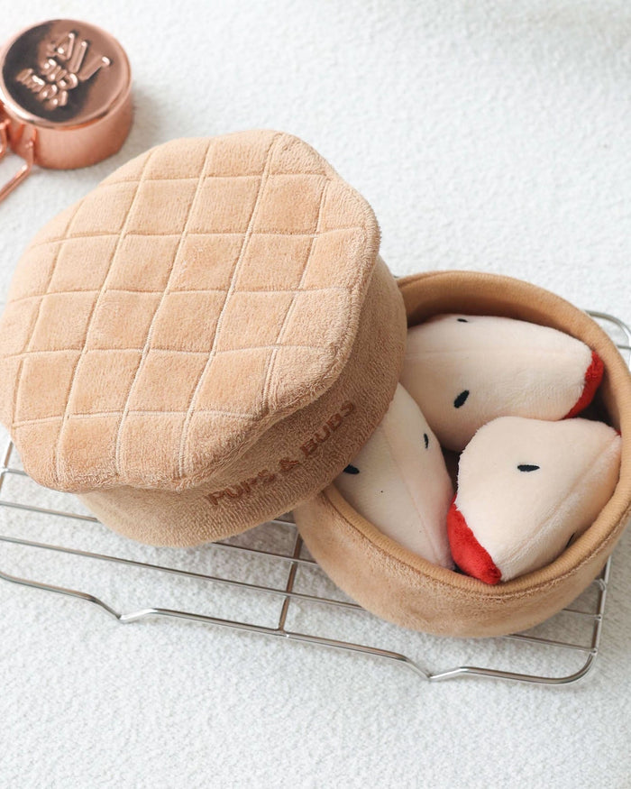 apple pie dog toy apple slice squeaky plush pieces for nosework play bakery themed dog toy