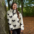 Teddy Bow Print Half Zip Fleece - Monochrome