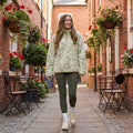 Teddy Flower Print Half Zip Fleece - Sage