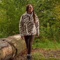 Teddy Zebra Print Half Zip Fleece - Brown