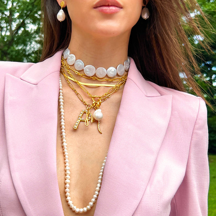 Tessa Coin Pearl Choker Necklace