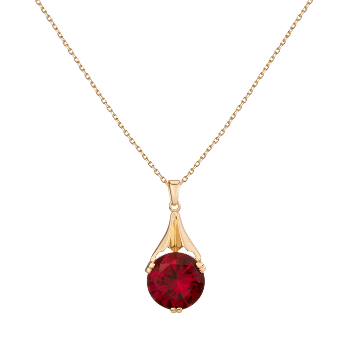 Lab Grown Red Ruby Sophie Vintage Pendant Necklace Vermeil Yellow Gold First