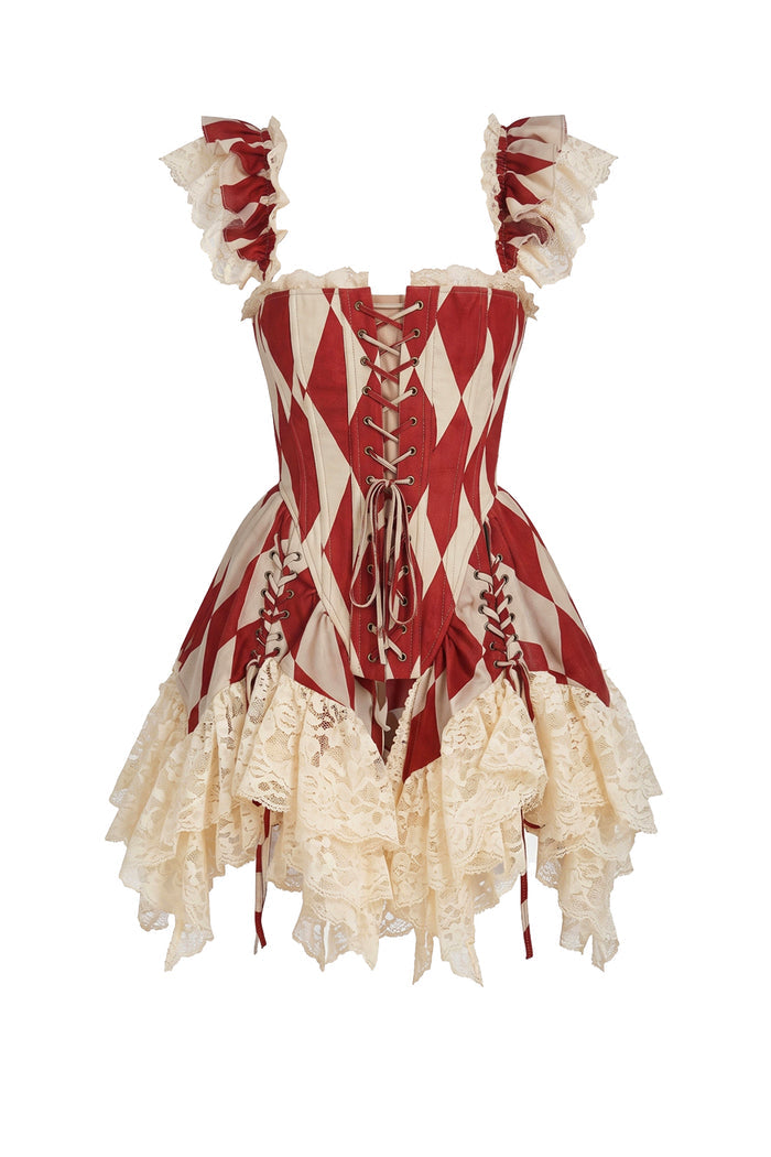 The Red Harlequin Jester Corset
