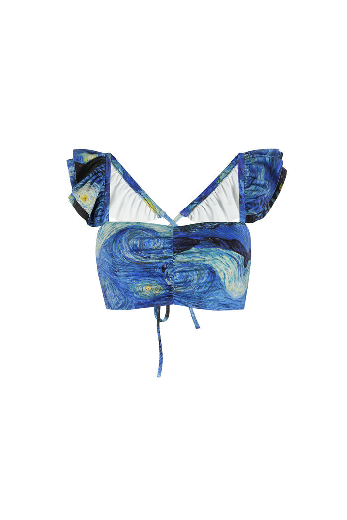 The Starry Night Ruffle Bikini Top