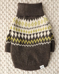 Classic fair isle dog sweater with a timeless knit pattern, warm and festive, perfect for cooler seasons, great for pugs and French bulldogs