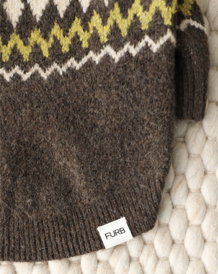 Warm fair isle style dog sweater designed for cozy layering, versatile and stylish, ideal for beagles and mixed breeds
