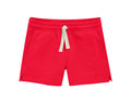 Front view of Primary Track Shorts - Strawberry. Available at www.tenlittle.com