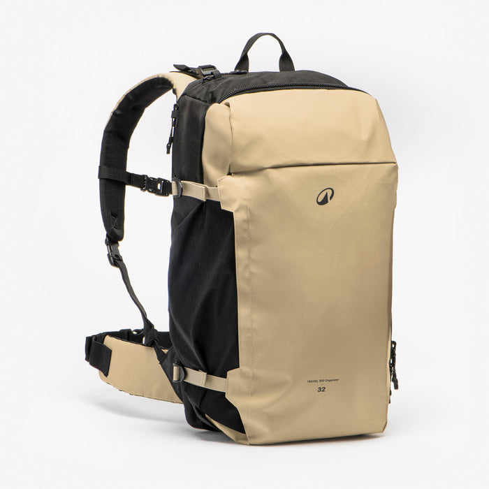 Suitcase-style opening hiking backpack 30 L, Travel 500 Organiser - Beige