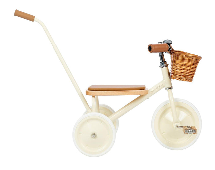 Banwood Toodler Trike Cream push handle - Available at www.tenlittle.com