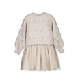 Tulle Slip Dress with Bow Sweater