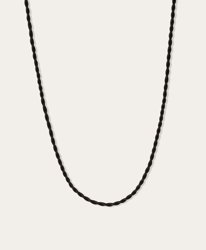 Twisted Braid Black Satin Cord Necklace for Mini Beads
