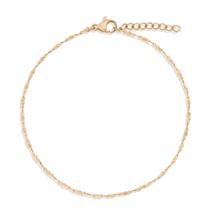 Unbreakable Barely There Chain Anklet Stainless Steel Yellow Gold First