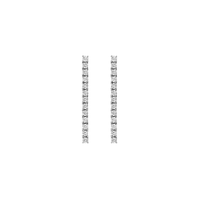 Unbreakable Lab Grown White Sapphire Tennis Earrings Stainless Steel White Gold First