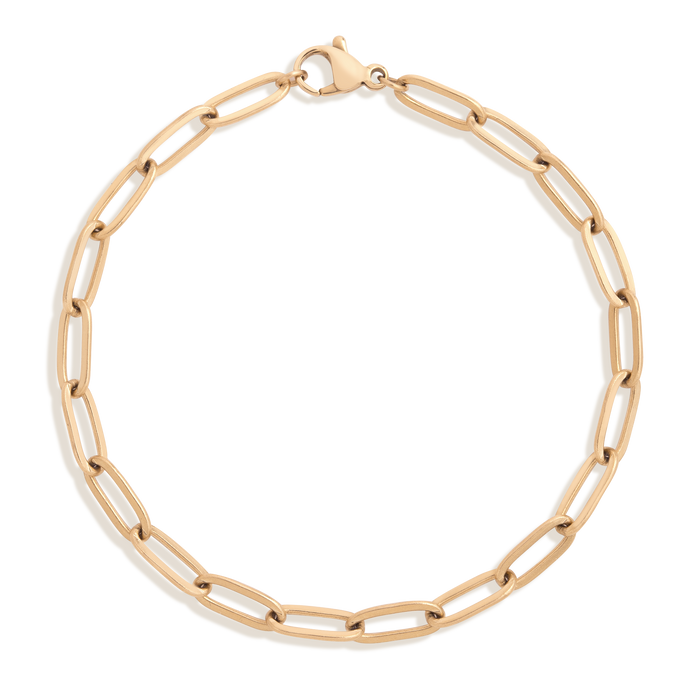 Unbreakable Paperclip Chain Bracelet Stainless Steel Yellow Gold 6.5in 7in 7.5in First