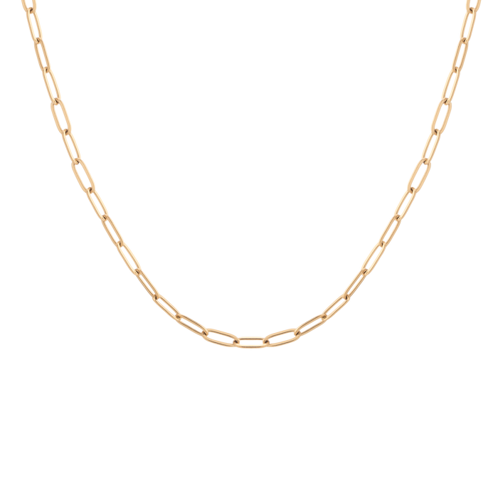 Unbreakable Paperclip Chain Necklace Stainless Steel Yellow Gold 18in First