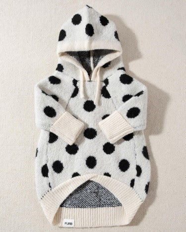 Elevated yet casual, this butter soft knit is complete with adorable, allover polka dots, two soft drawstrings, and a hood that lays just right. Just enough stretch for a supremely comfy fit . Cute hoodie for terriers