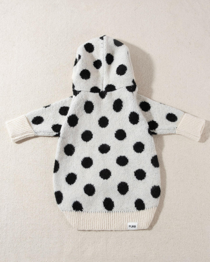 Milan Ivory + Black Polka Dot Dog Hoodie. Cute hoodie for beagles