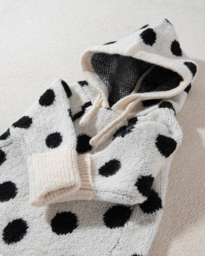 Milan Ivory + Black Polka Dot Dog Hoodie. Cute hoodie for chihuahuas