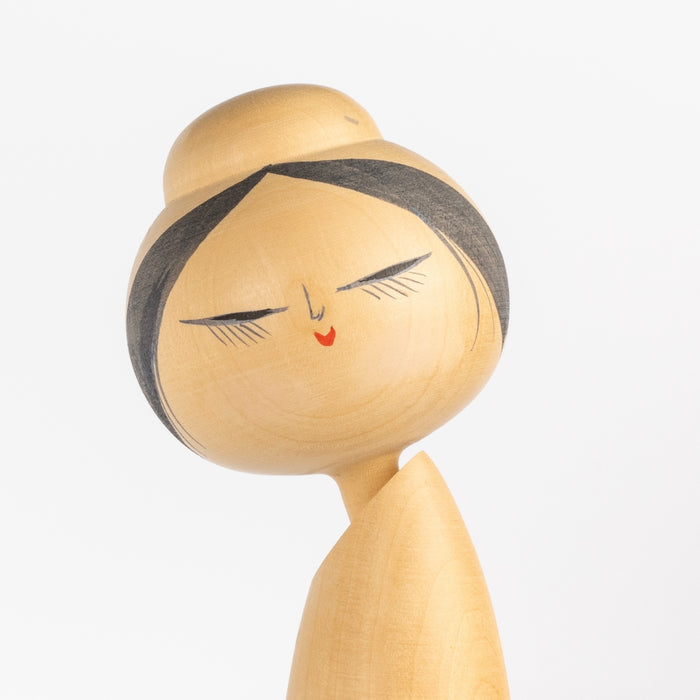 Close up of Beautiful Sosaku Kokeshi by master Sato Suigai (1920-).