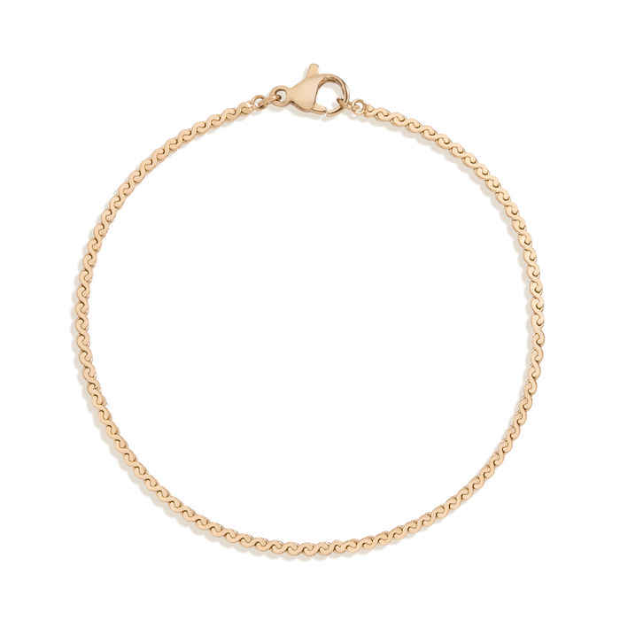 Wave Chain Bracelet Stainless Steel Yellow Gold 6.5in 7in 7.5in First