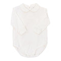 White Knit - Boy Long Sleeve Piped Onesie