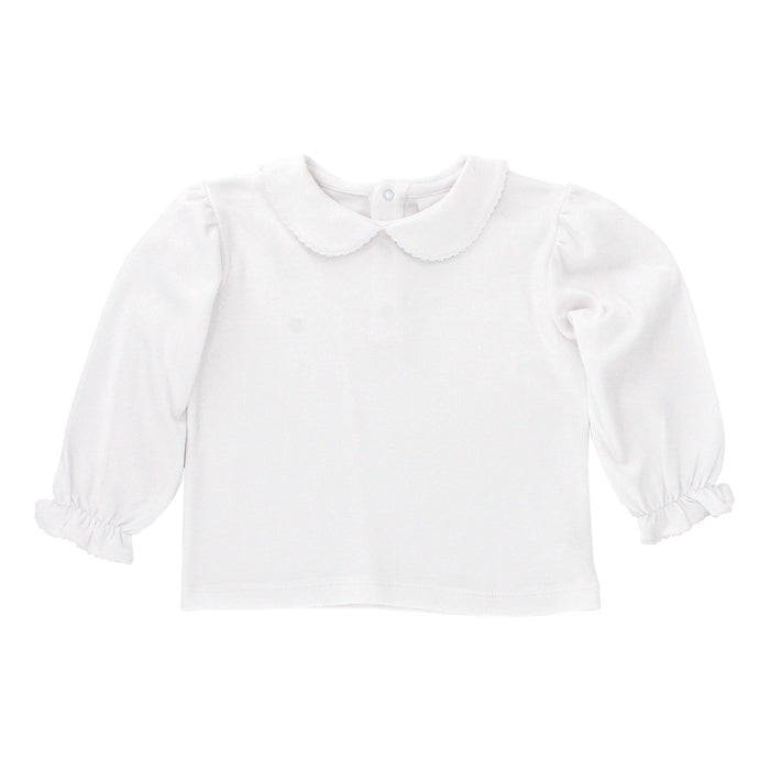 White Knit - Girls Long Sleeve Button Back Shirt