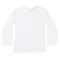 White Knit-Unisex Long Sleeve Button Back Piped Shirt