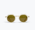 Wolfspout Georgie sunglasses with amaro olive twist design, showcasing sleek, stylish accessory with front view.