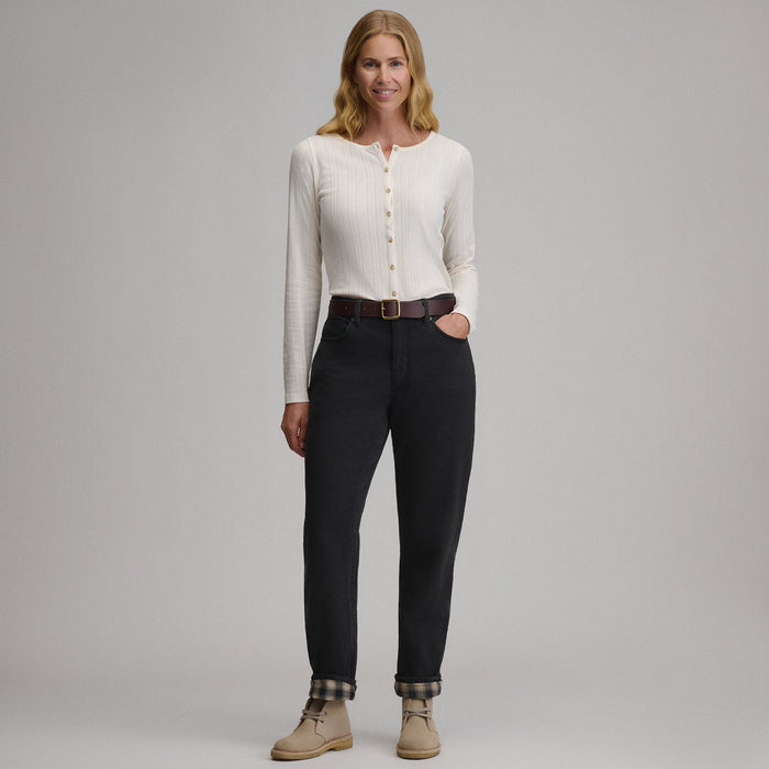 Women's Boyfriend Flannel Lined Jean-Cinder-9