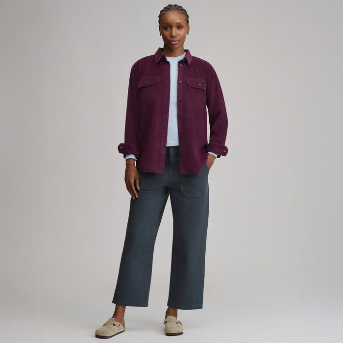 Women's Canyons Corduroy Boyfriend Overshirt-Rosewood-4