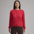 Women's Cotton Cable Crew Sweater-Chili-5