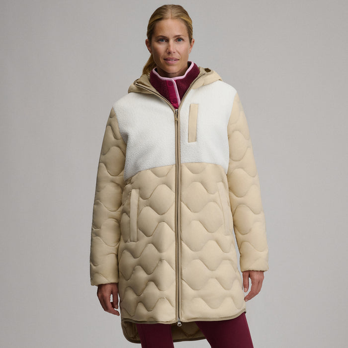Women's Fleece and Down Colorblocked Parka-Jute-1
