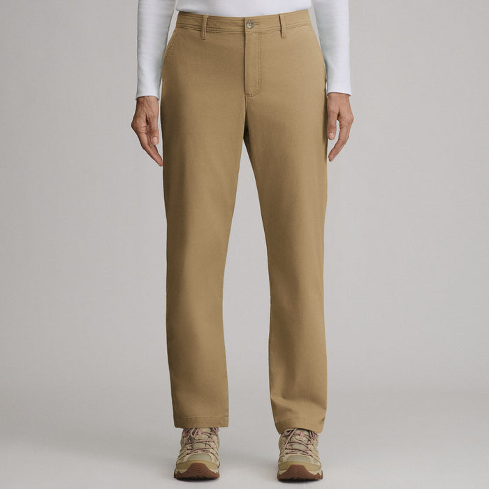 Women's Flannel Lined Cotton Pants-Camel-1