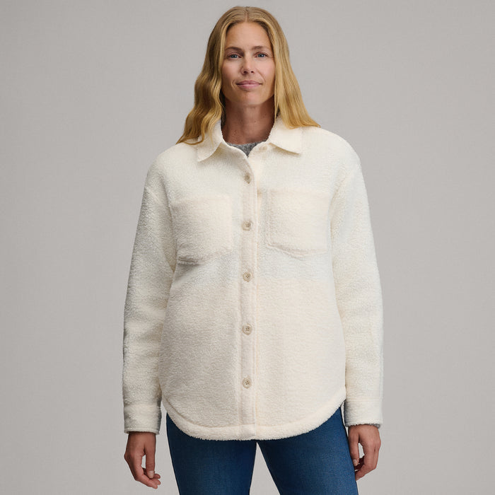 Women's Fleece Shirt Jacket-Ivory-1