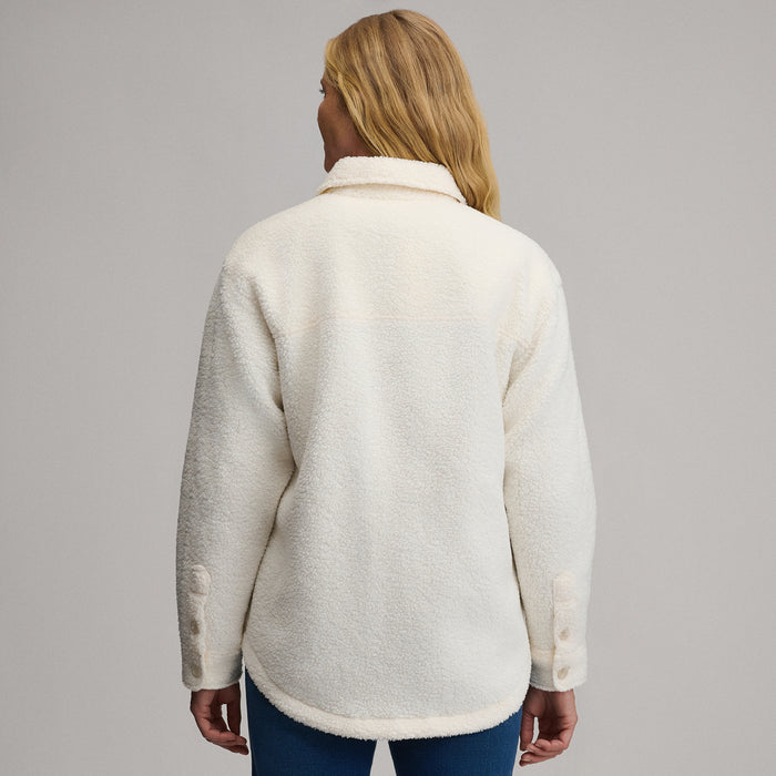 Women's Fleece Shirt Jacket-Ivory-2