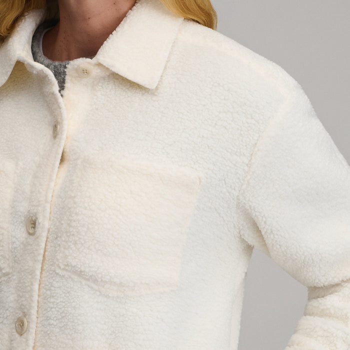 Women's Fleece Shirt Jacket-Ivory-3