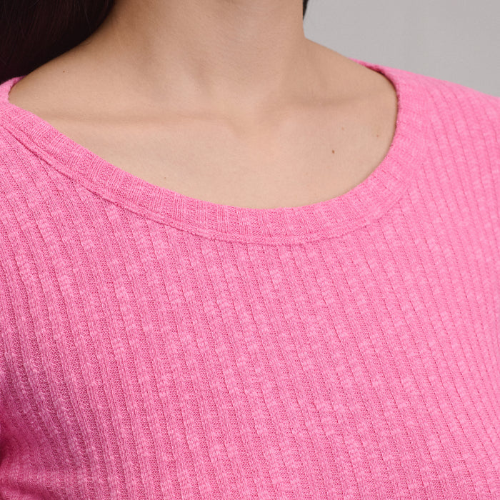 Women's Long-Sleeve Hacci Ribbed Top-Petunia-11