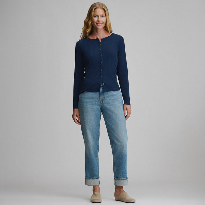 Women's Long-Sleeve Pointelle Button Front Top-Brook-4