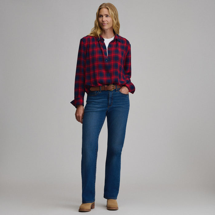 Women's Long-Sleeve Softened Button-Down Shirt-Cardinal-8