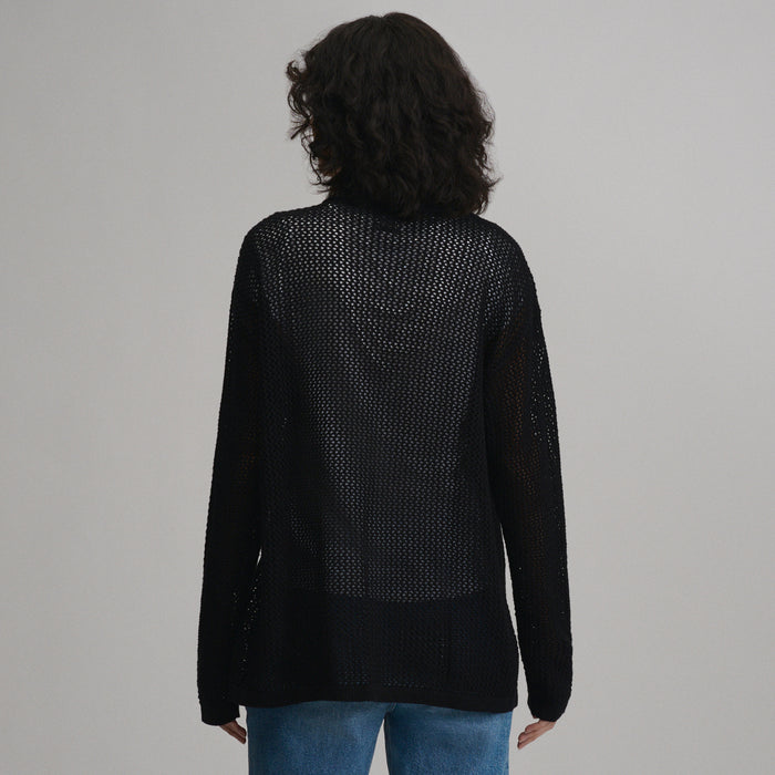 Women's Open-Front Cardigan-Black-2