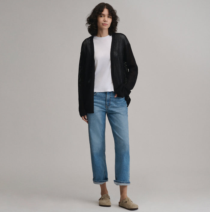 Women's Open-Front Cardigan-Black-4
