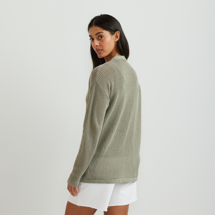 Women's Open-Front Cardigan-Sage-Regular-F1