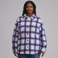 Women's Plaid Fleece Shirt Jacket-Glacier-1