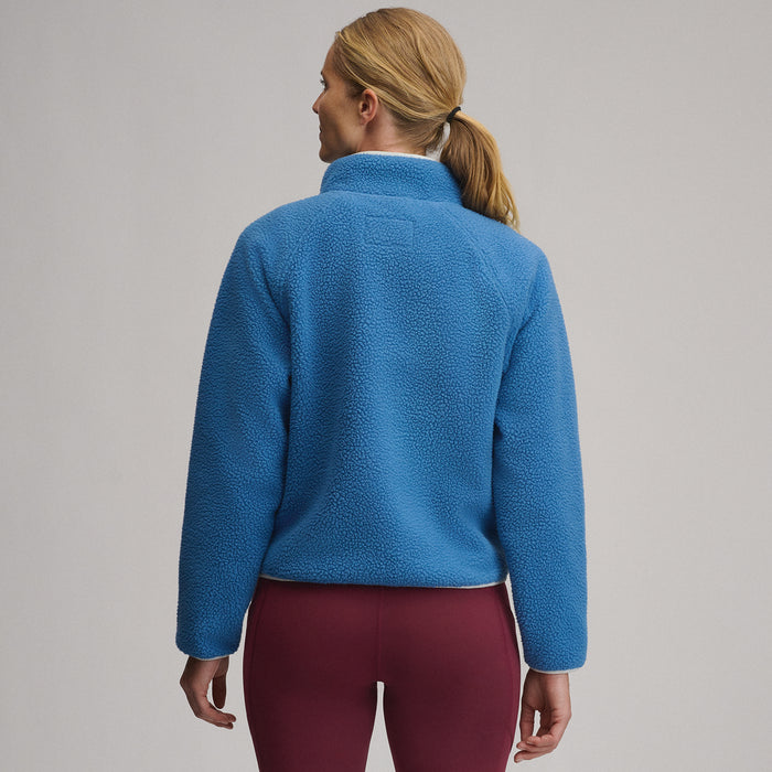 Women's Plush Fleece Snap-Mock Pullover-Dk Chambray-2